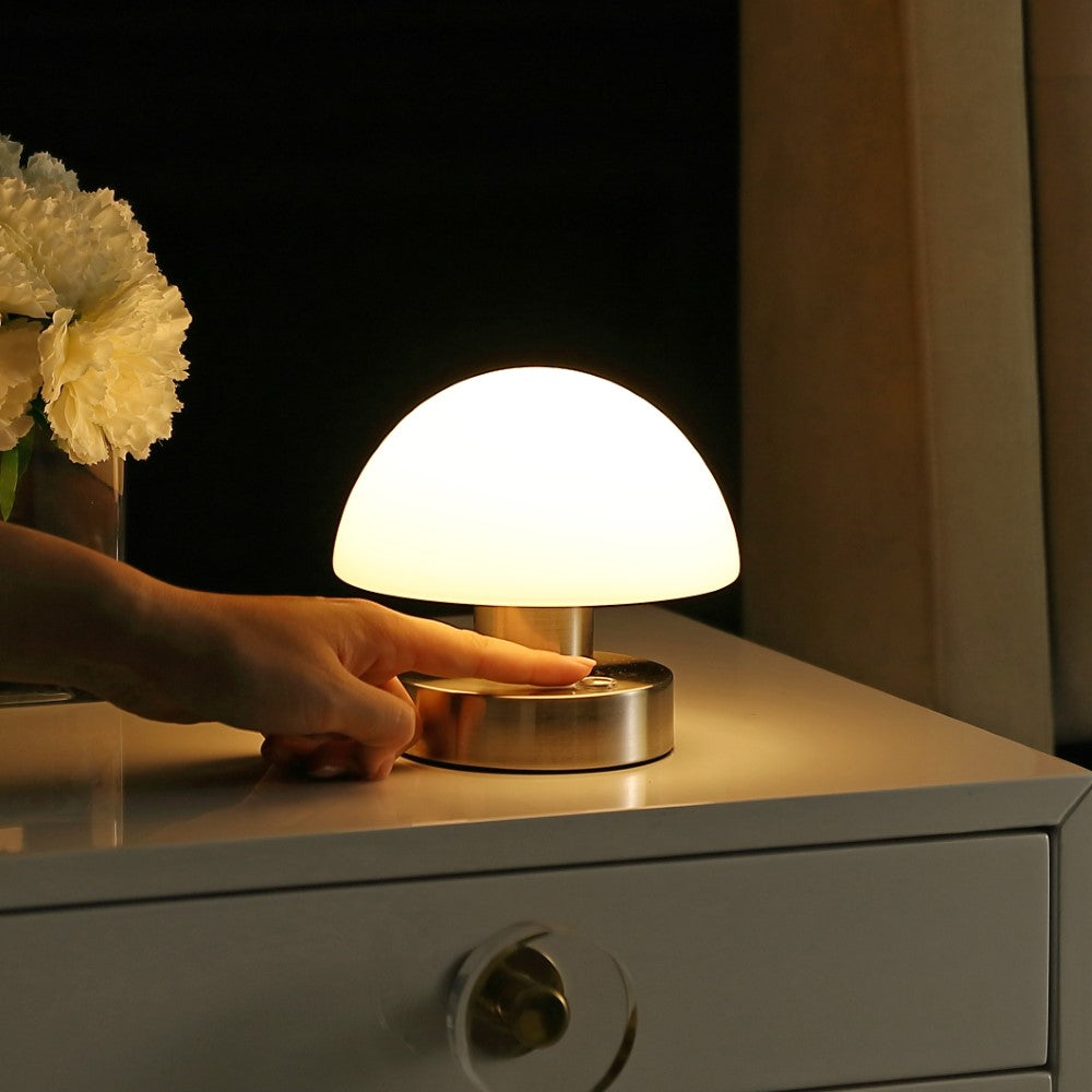 Modern mushroom  5.75" Bohemian Farmhouse Iron Rechargeable Integrated LED Table Lamp