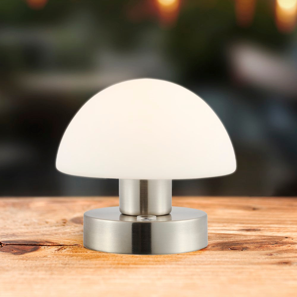 Modern mushroom  5.75" Bohemian Farmhouse Iron Rechargeable Integrated LED Table Lamp