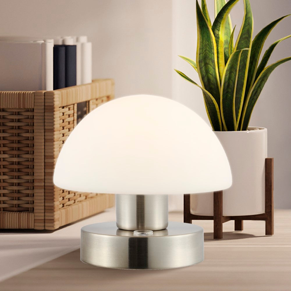 Modern mushroom  5.75" Bohemian Farmhouse Iron Rechargeable Integrated LED Table Lamp