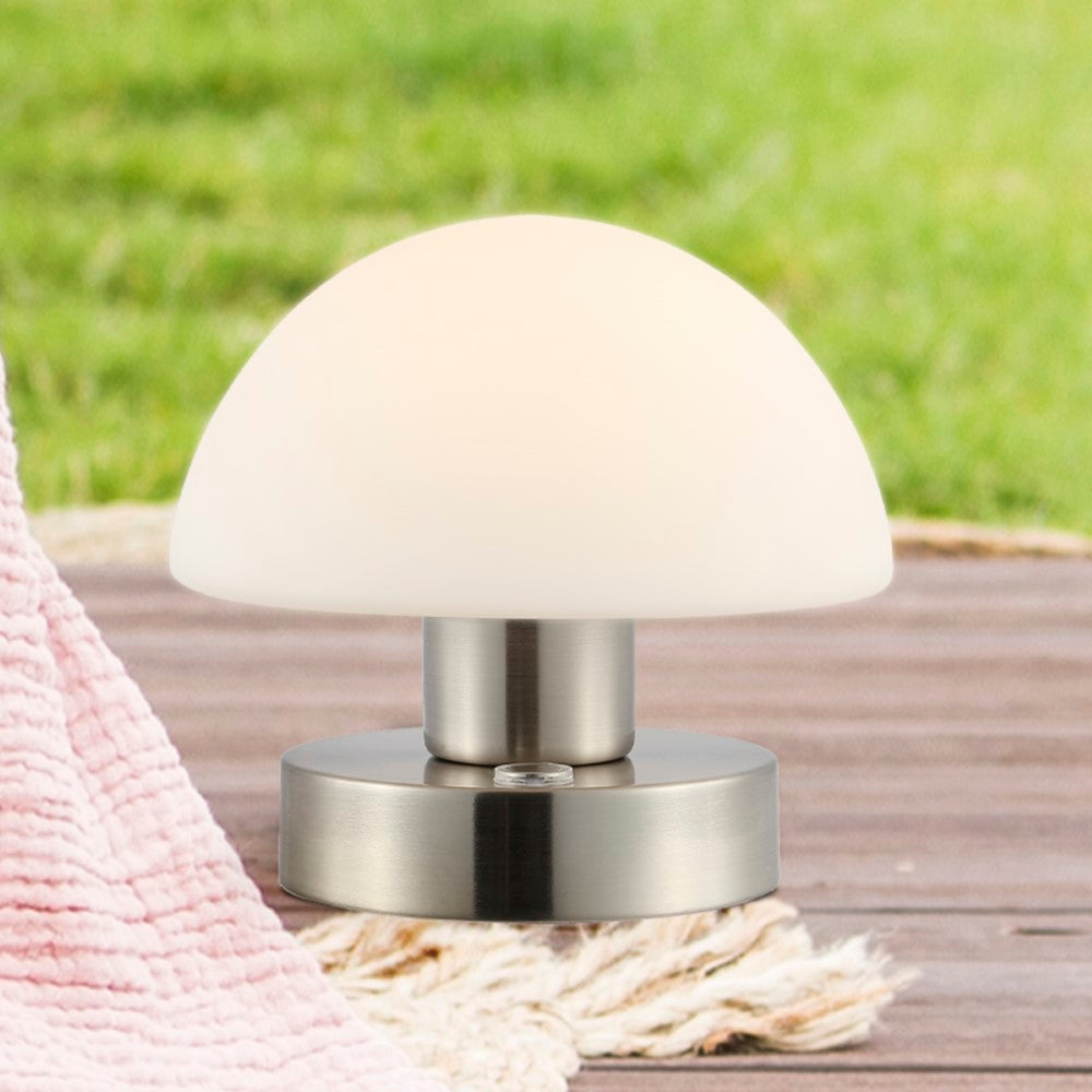 Modern mushroom  5.75" Bohemian Farmhouse Iron Rechargeable Integrated LED Table Lamp