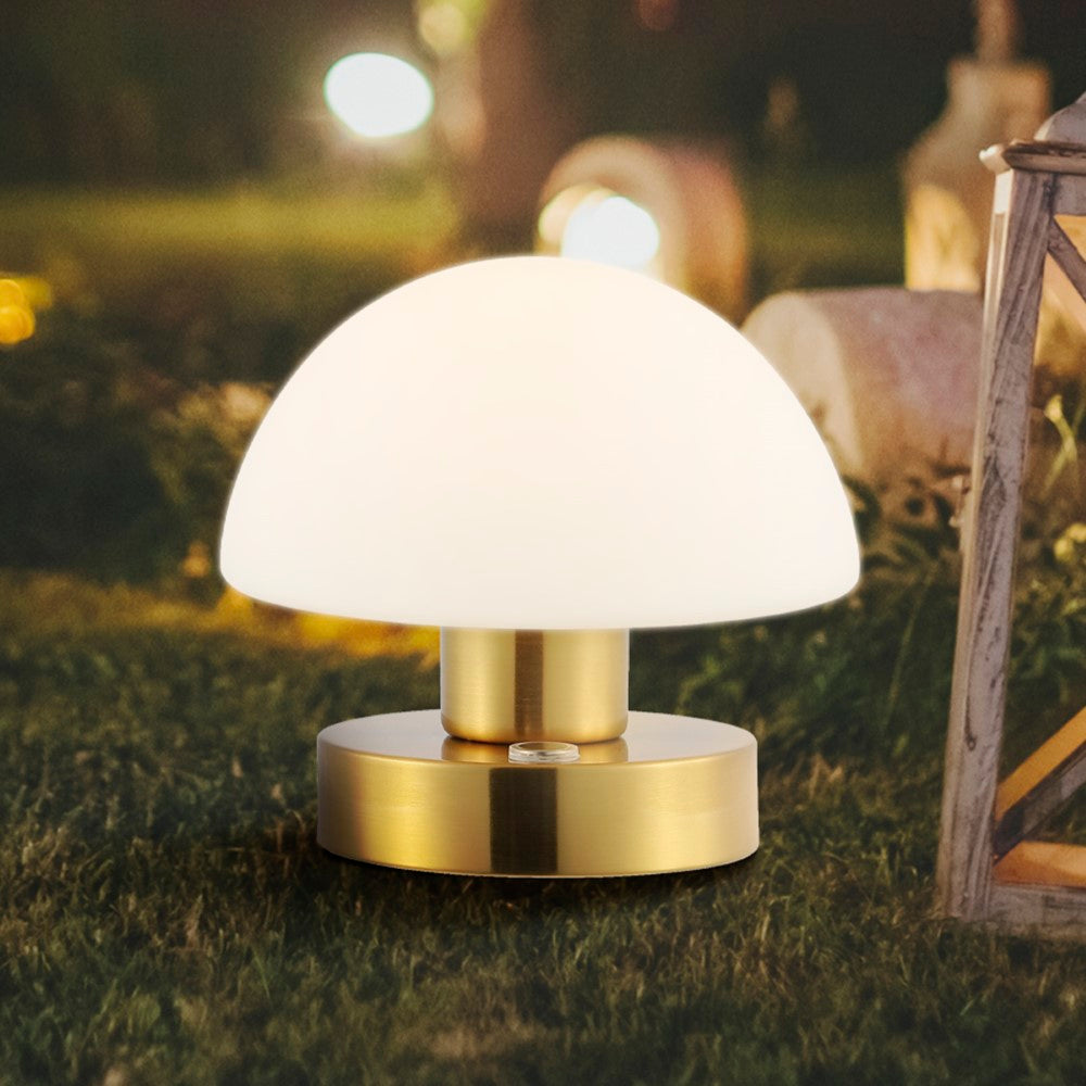 Modern mushroom  5.75" Bohemian Farmhouse Iron Rechargeable Integrated LED Table Lamp