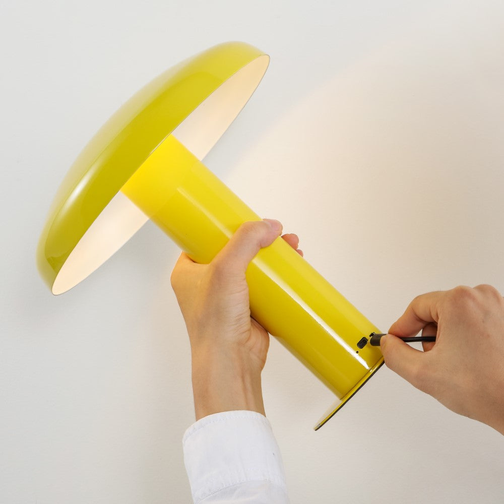 The Kasr Contemporary Bohemian Rechargeable/Cordless Iron Integrated LED Mushroom Table Lamp