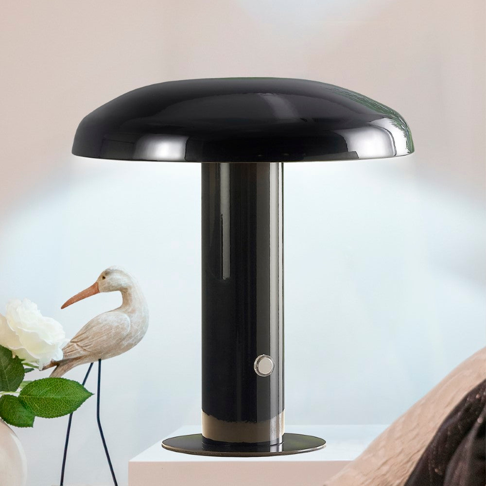 The Kasr Contemporary Bohemian Rechargeable/Cordless Iron Integrated LED Mushroom Table Lamp