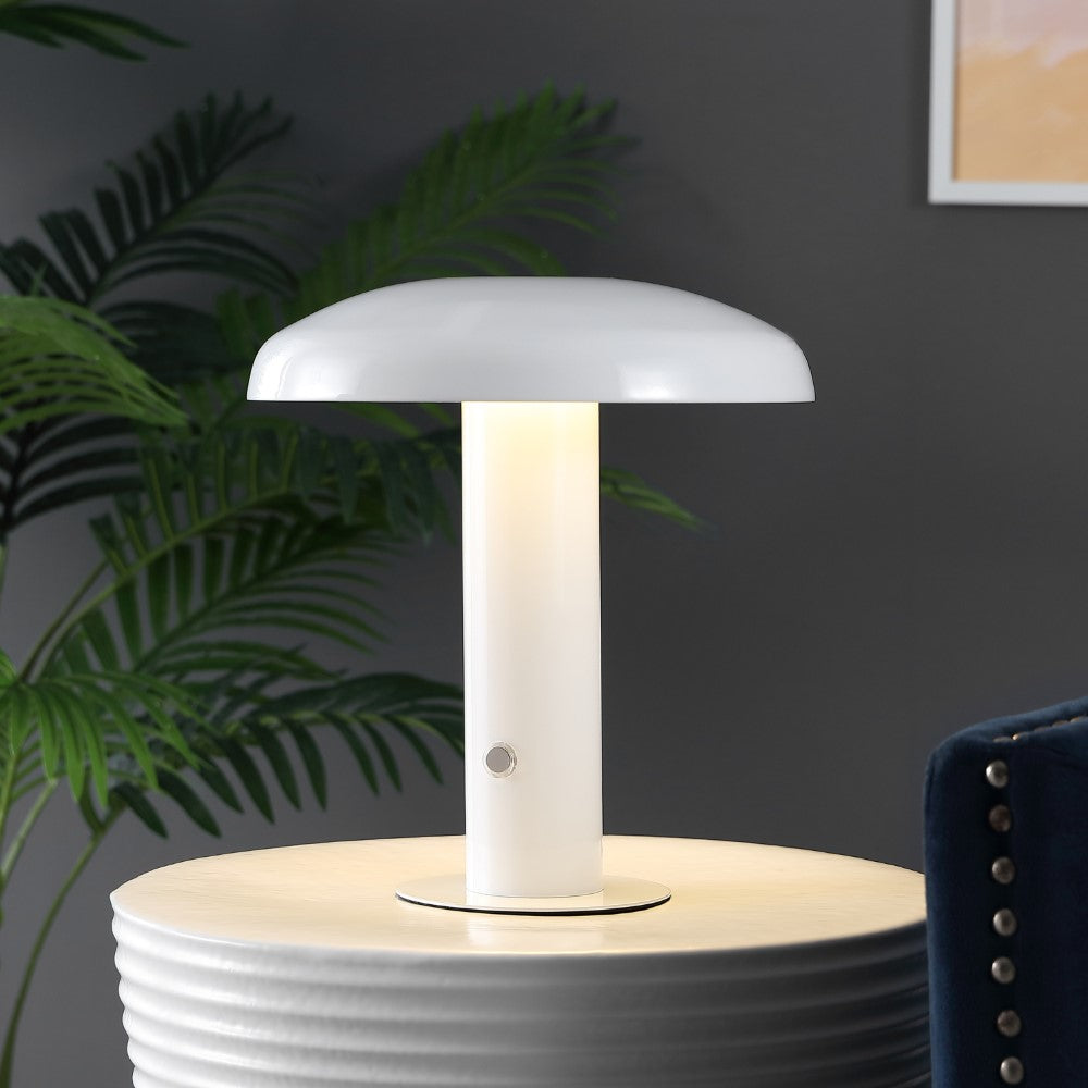 The Kasr Contemporary Bohemian Rechargeable/Cordless Iron Integrated LED Mushroom Table Lamp