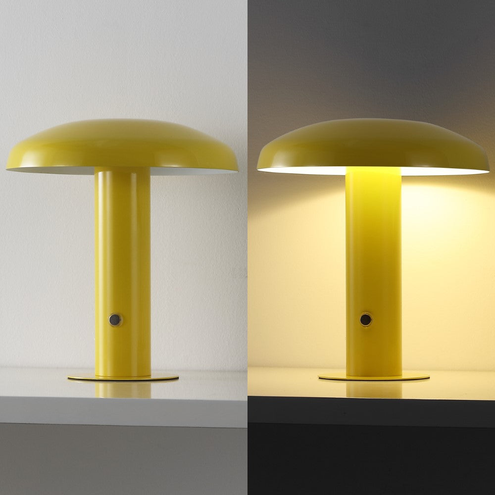 The Kasr Contemporary Bohemian Rechargeable/Cordless Iron Integrated LED Mushroom Table Lamp