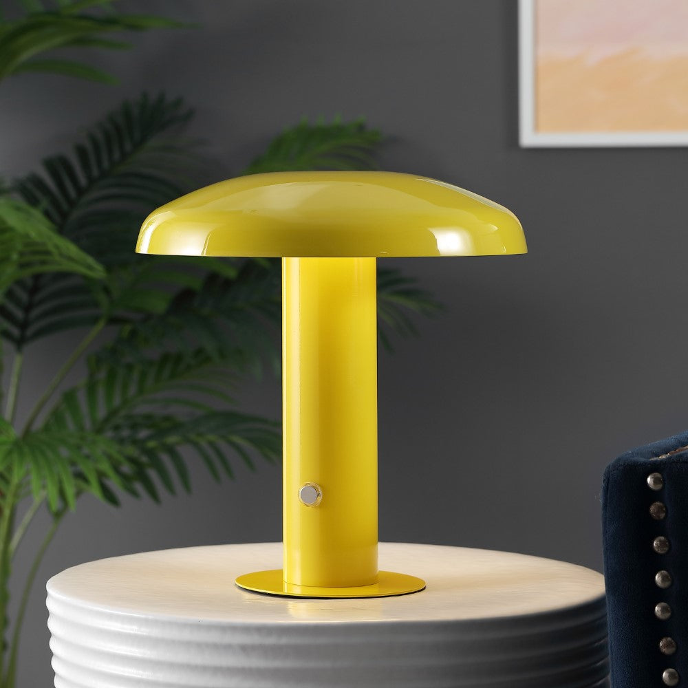 The Kasr Contemporary Bohemian Rechargeable/Cordless Iron Integrated LED Mushroom Table Lamp