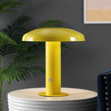 The Kasr Contemporary Bohemian Rechargeable/Cordless Iron Integrated LED Mushroom Table Lamp