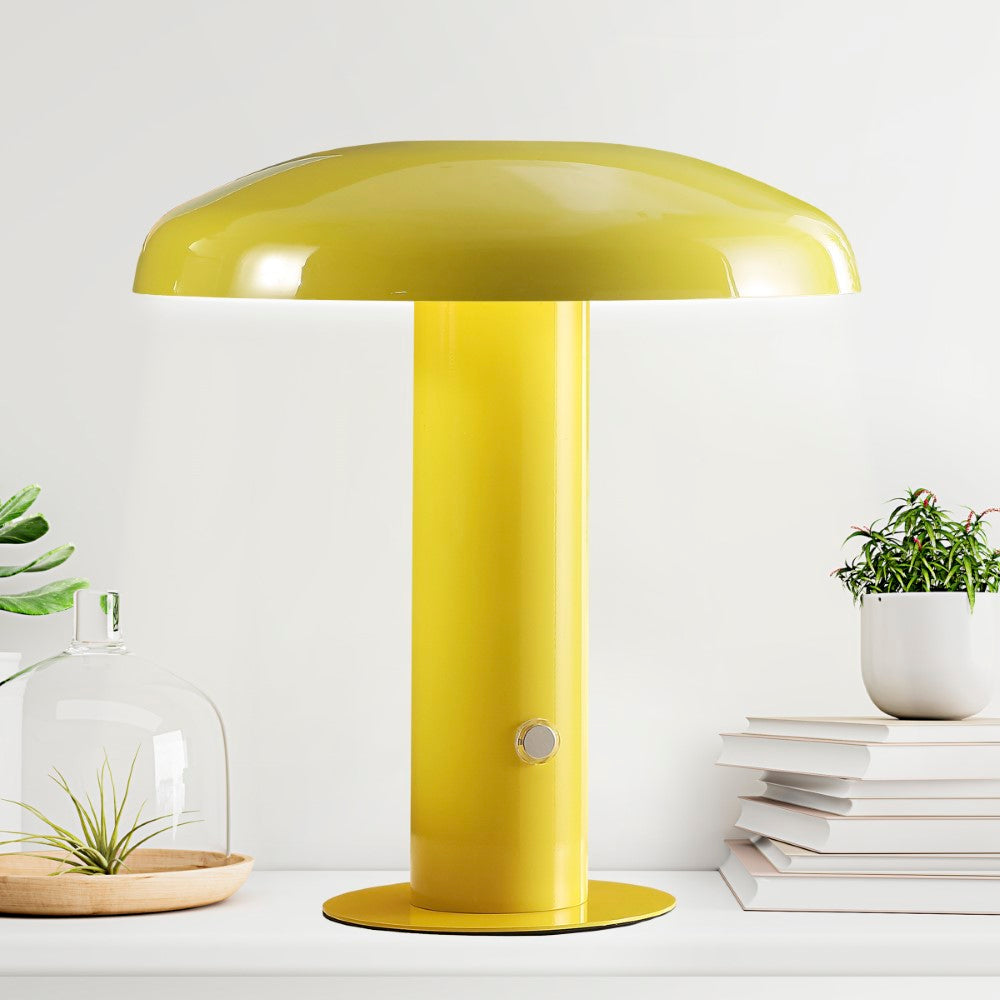 The Kasr Contemporary Bohemian Rechargeable/Cordless Iron Integrated LED Mushroom Table Lamp