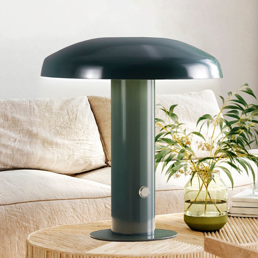 The Kasr Contemporary Bohemian Rechargeable/Cordless Iron Integrated LED Mushroom Table Lamp