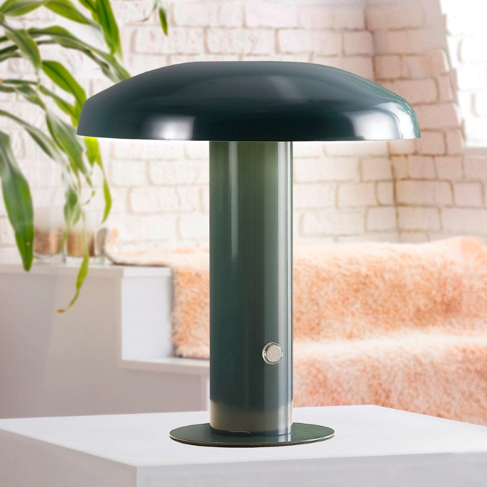 The Kasr Contemporary Bohemian Rechargeable/Cordless Iron Integrated LED Mushroom Table Lamp