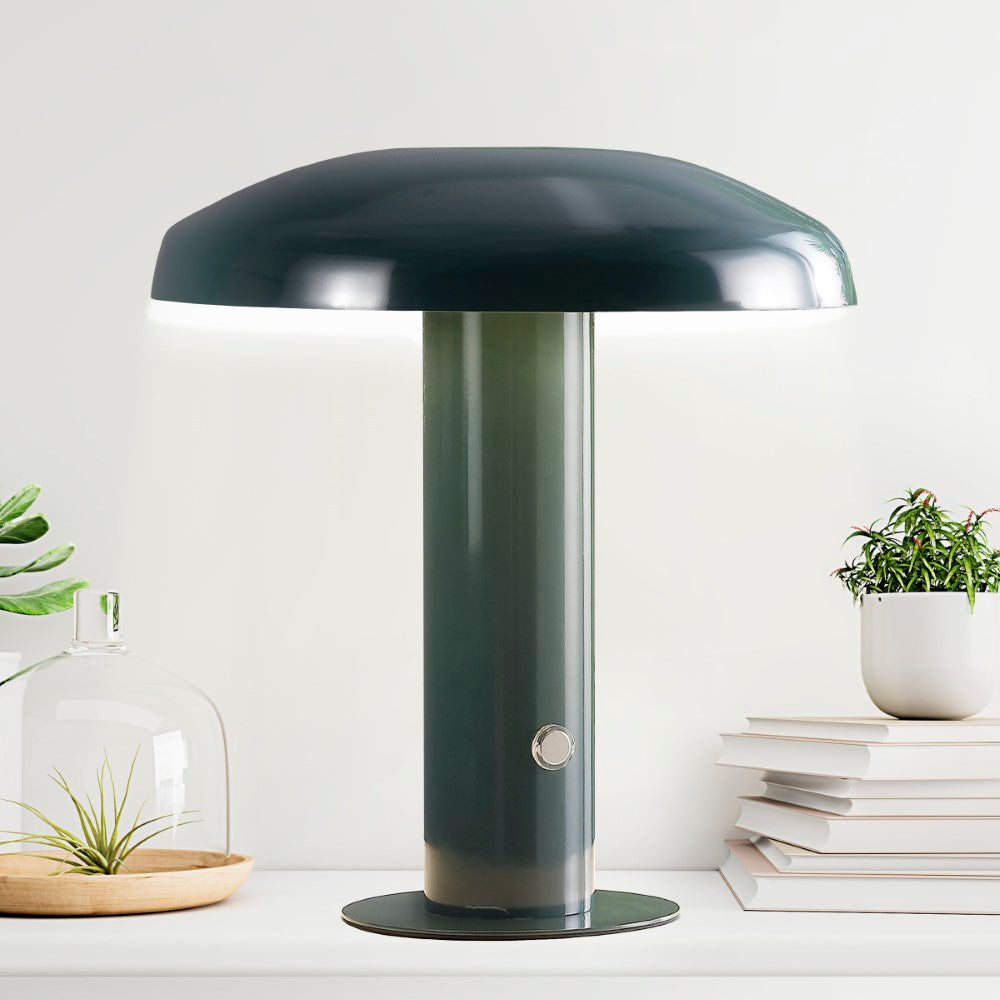 The Kasr Contemporary Bohemian Rechargeable/Cordless Iron Integrated LED Mushroom Table Lamp