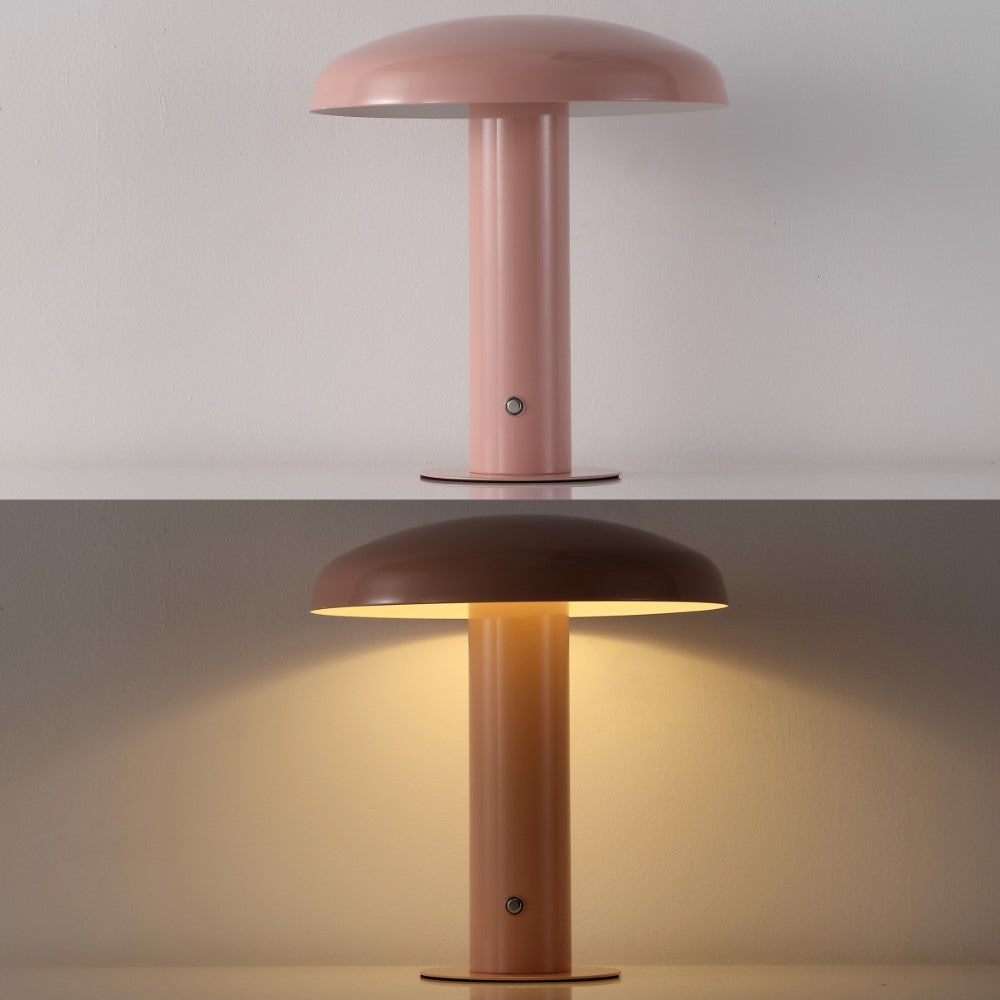 The Kasr Contemporary Bohemian Rechargeable/Cordless Iron Integrated LED Mushroom Table Lamp