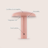 The Kasr Contemporary Bohemian Rechargeable/Cordless Iron Integrated LED Mushroom Table Lamp