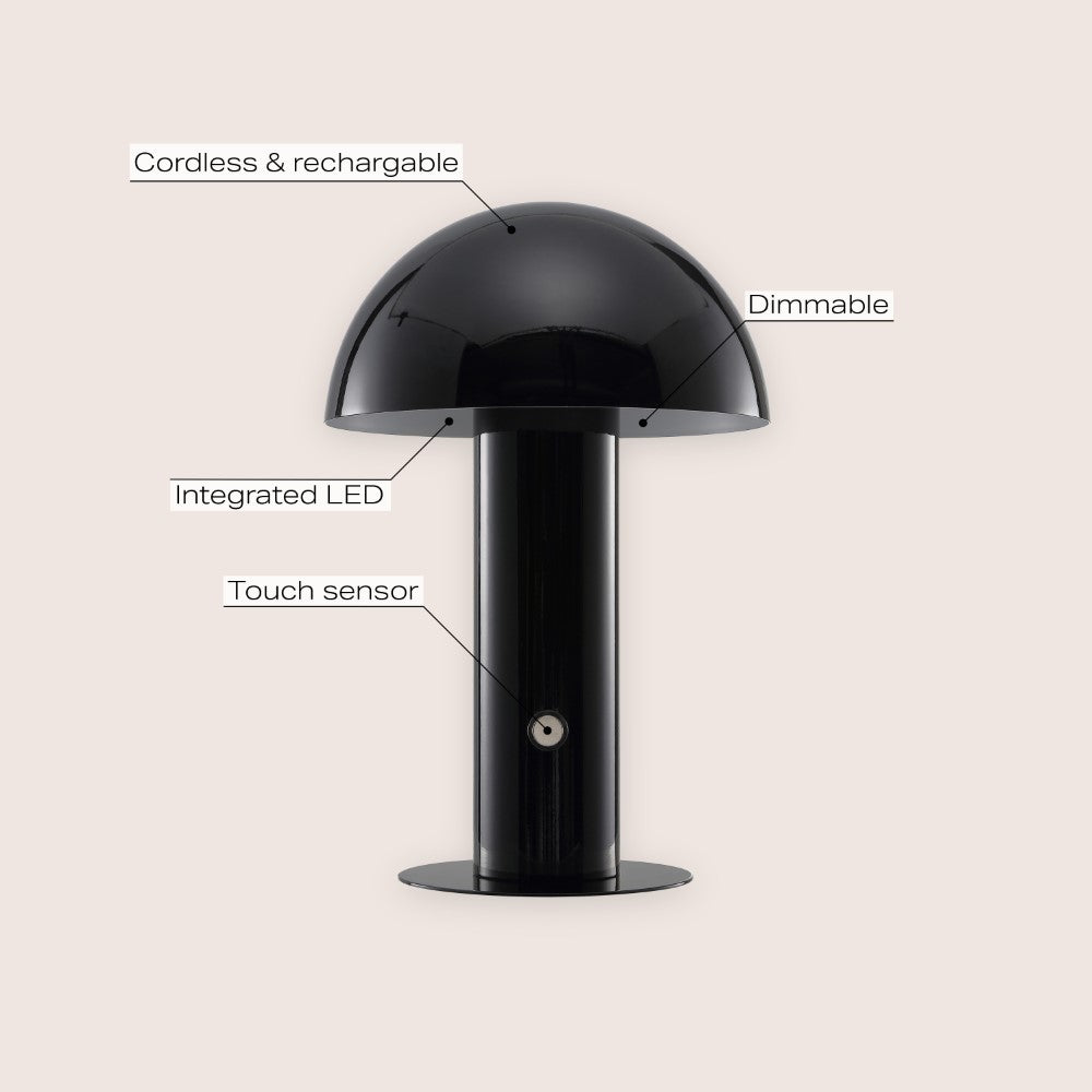 Frasier Contemporary Bohemian Rechargeable/Cordless Iron Integrated LED Mushroom Table Lamp