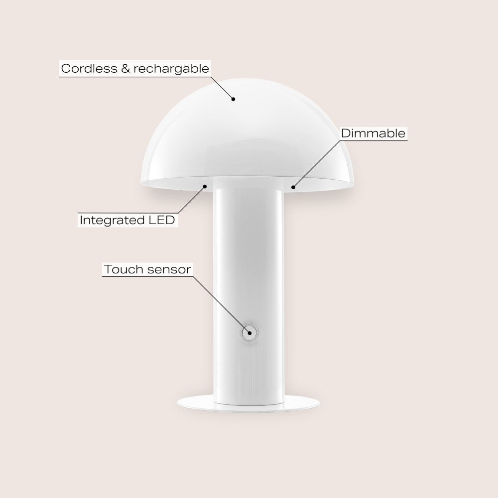 Frasier Contemporary Bohemian Rechargeable/Cordless Iron Integrated LED Mushroom Table Lamp