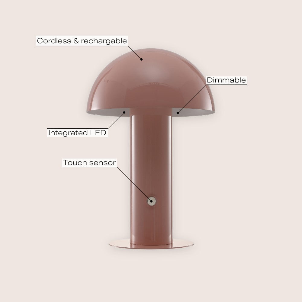 Frasier Contemporary Bohemian Rechargeable/Cordless Iron Integrated LED Mushroom Table Lamp