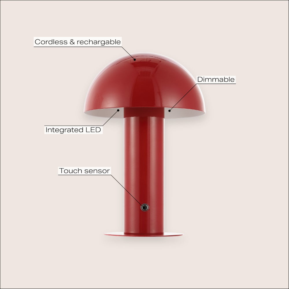 Frasier Contemporary Bohemian Rechargeable/Cordless Iron Integrated LED Mushroom Table Lamp