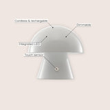 Porcini Contemporary Bohemian Rechargeable/Cordless Iron Integrated LED Mushroom Table Lamp