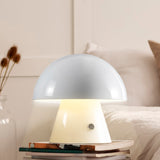 Porcini Contemporary Bohemian Rechargeable/Cordless Iron Integrated LED Mushroom Table Lamp
