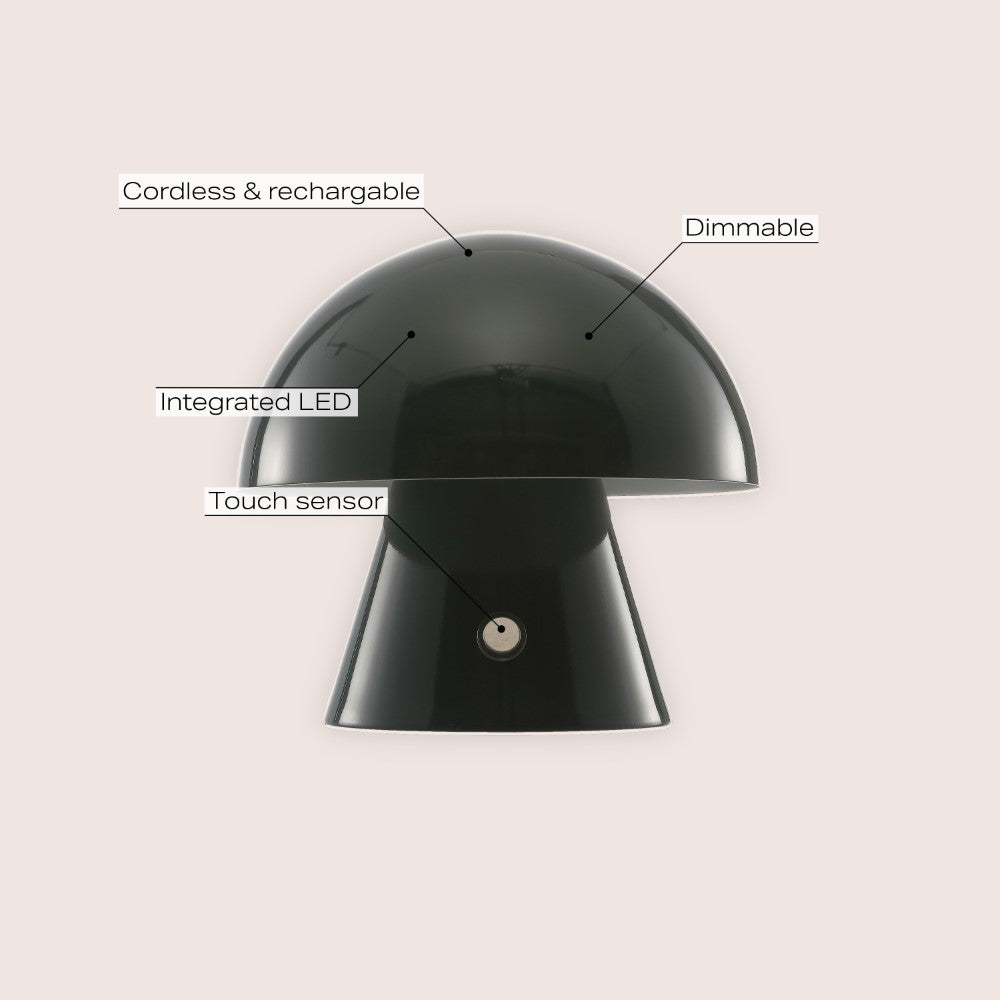 Porcini Contemporary Bohemian Rechargeable/Cordless Iron Integrated LED Mushroom Table Lamp