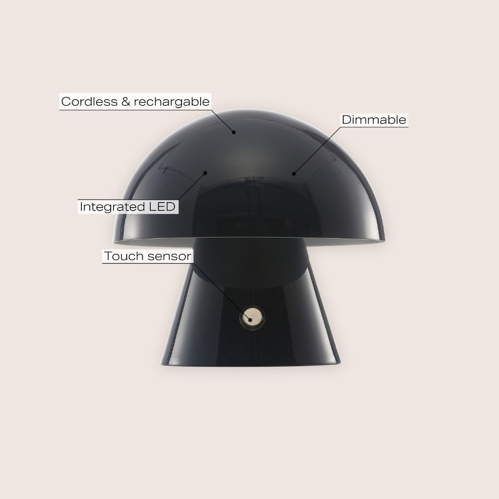 Porcini Contemporary Bohemian Rechargeable/Cordless Iron Integrated LED Mushroom Table Lamp