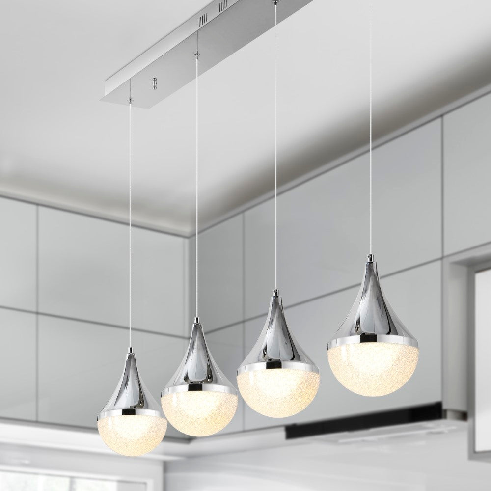 Ralph Teardrop Modern Mid-Century Iron/Acrylic Integrated Linear LED Pendant