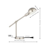 Liam 20.25" Vintage Industrial Iron Adjustable Dome Shade LED Task Lamp with USB Charging Port