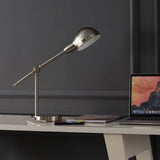 Liam 20.25" Vintage Industrial Iron Adjustable Dome Shade LED Task Lamp with USB Charging Port