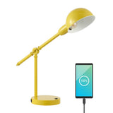 Liam 20.25" Vintage Industrial Iron Adjustable Dome Shade LED Task Lamp with USB Charging Port
