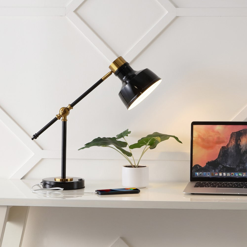 Charles 18.5" Classic Farmhouse Adjustable Cantilever LED Task Lamp with USB Charging Port