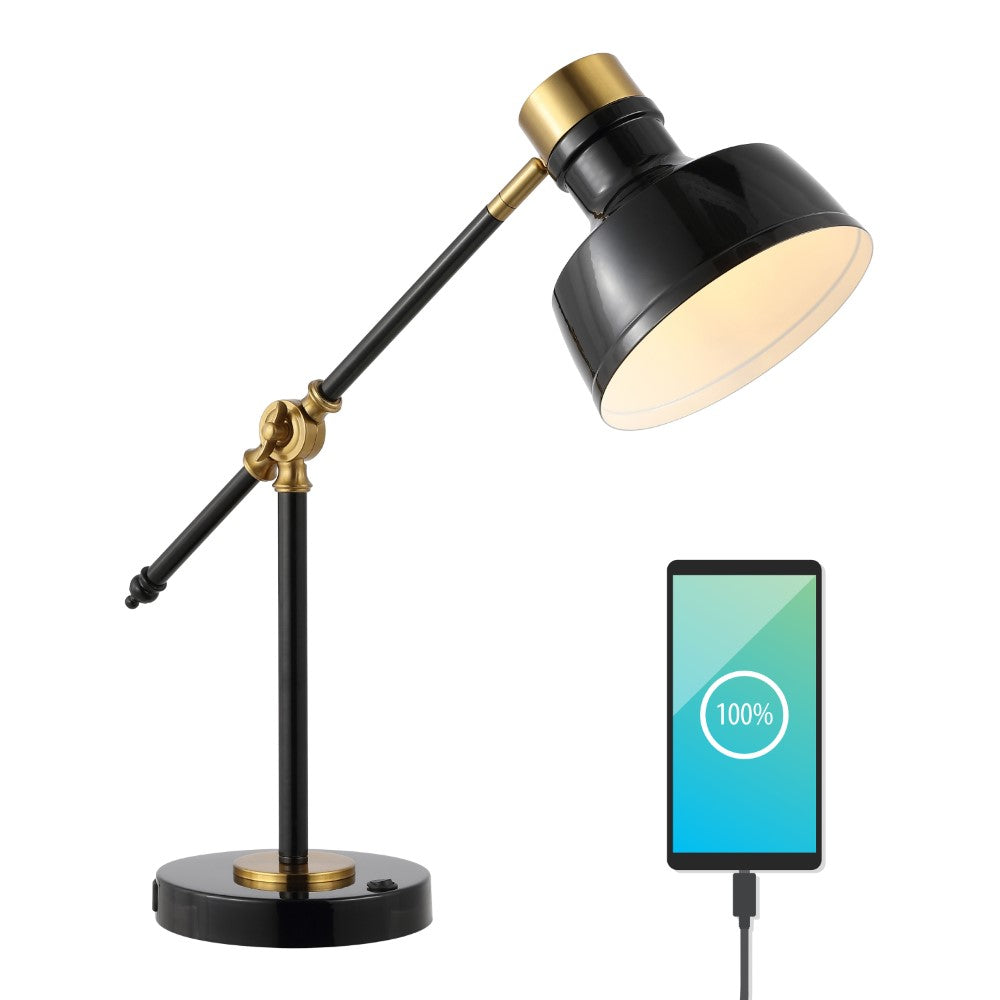 Charles 18.5" Classic Farmhouse Adjustable Cantilever LED Task Lamp with USB Charging Port