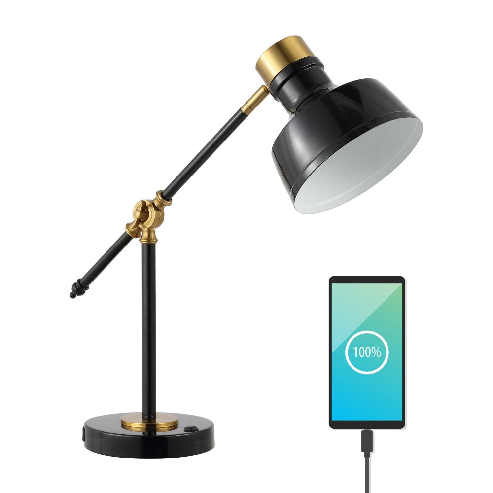 Charles 18.5" Classic Farmhouse Adjustable Cantilever LED Task Lamp with USB Charging Port