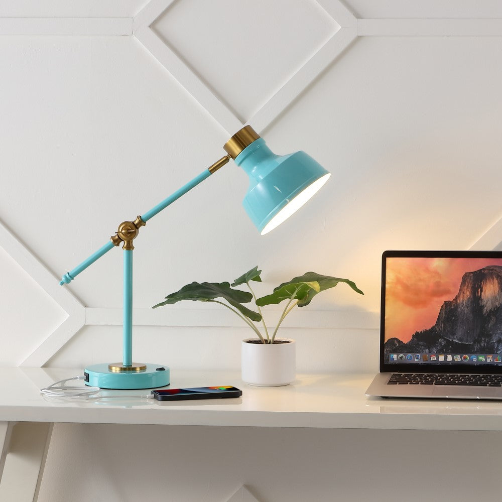 Charles 18.5" Classic Farmhouse Adjustable Cantilever LED Task Lamp with USB Charging Port