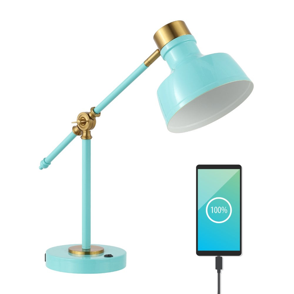 Charles 18.5" Classic Farmhouse Adjustable Cantilever LED Task Lamp with USB Charging Port
