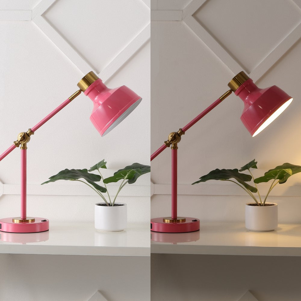 Charles 18.5" Classic Farmhouse Adjustable Cantilever LED Task Lamp with USB Charging Port