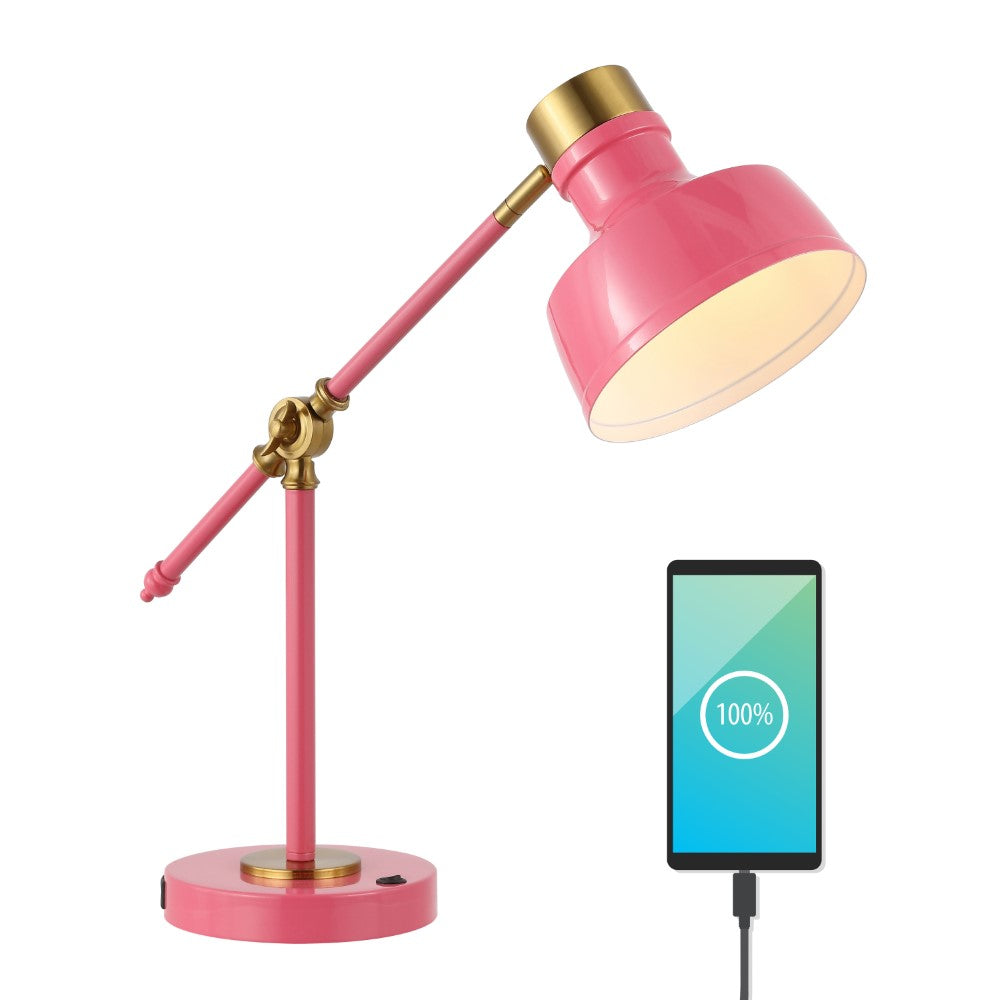 Charles 18.5" Classic Farmhouse Adjustable Cantilever LED Task Lamp with USB Charging Port