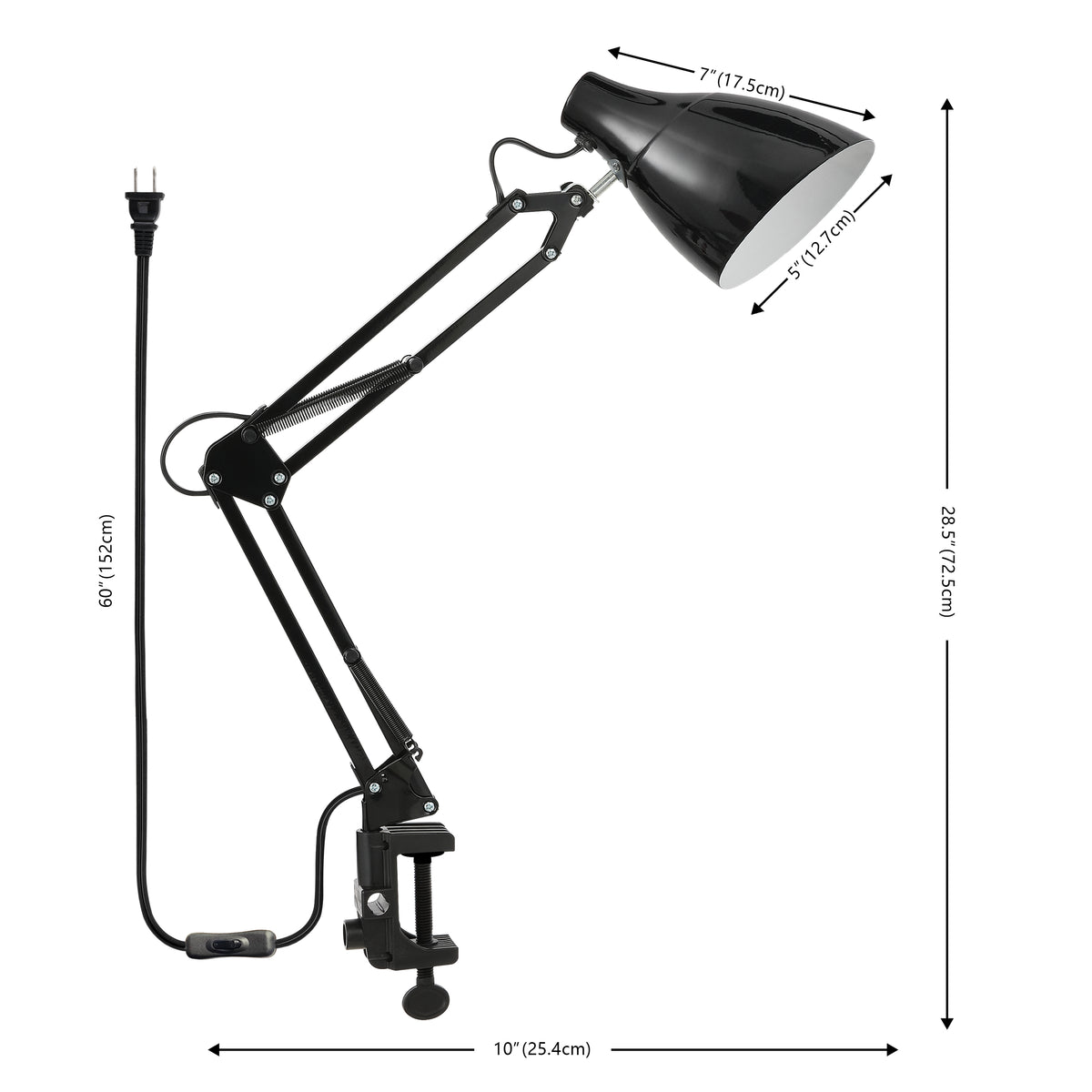 Standard 28.5" Classic Industrial Adjustable Articulated Clamp-On LED Task Lamp