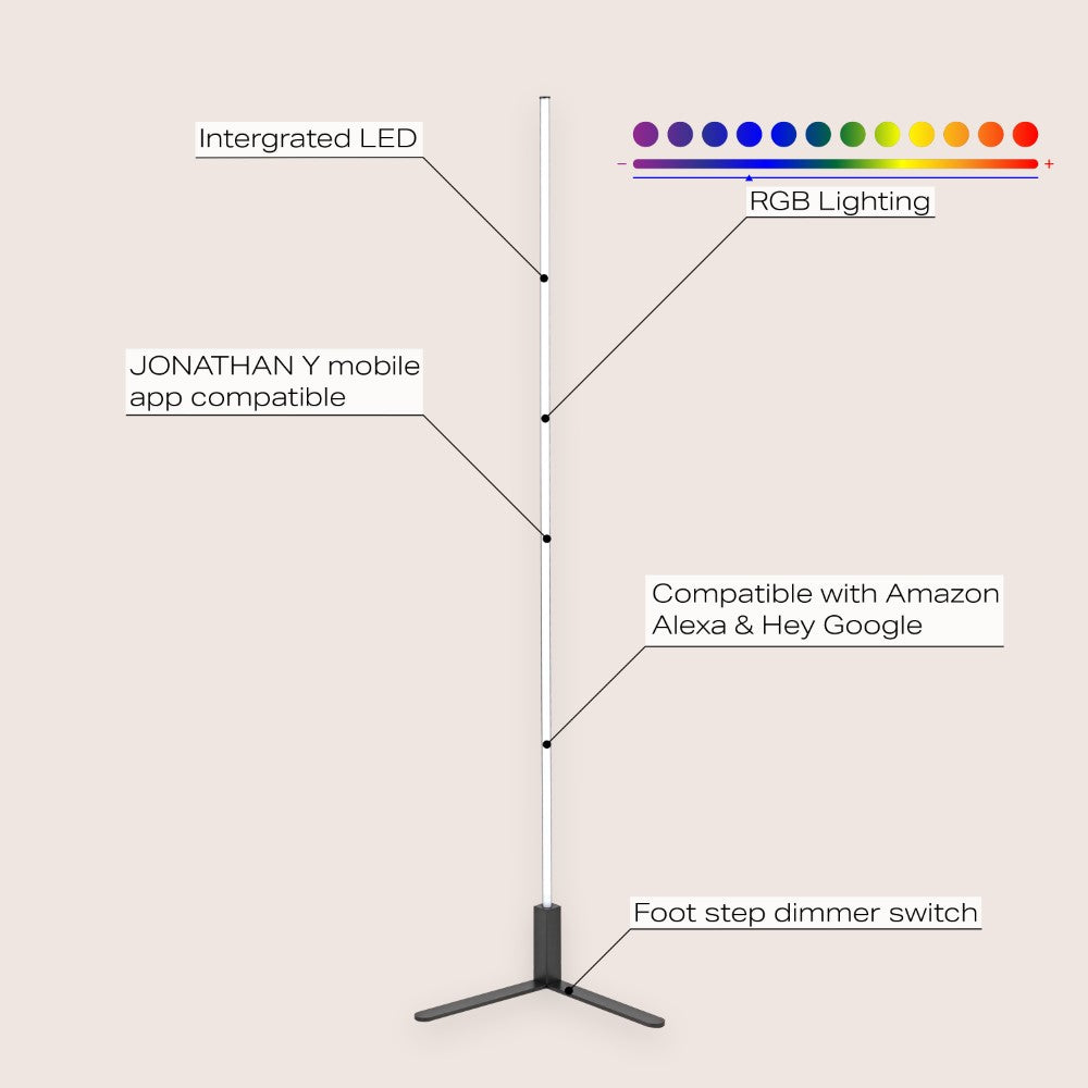Bobbin 60.5" Modern Contemporary Aluminum/Iron Integrated LED Post Floor Lamp