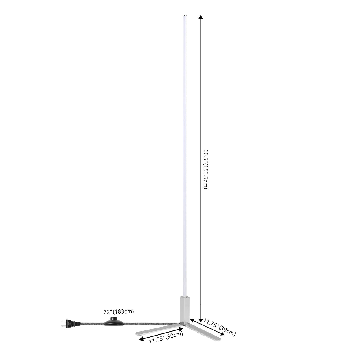Bobbin 60.5" Modern Contemporary Aluminum/Iron Integrated LED Post Floor Lamp