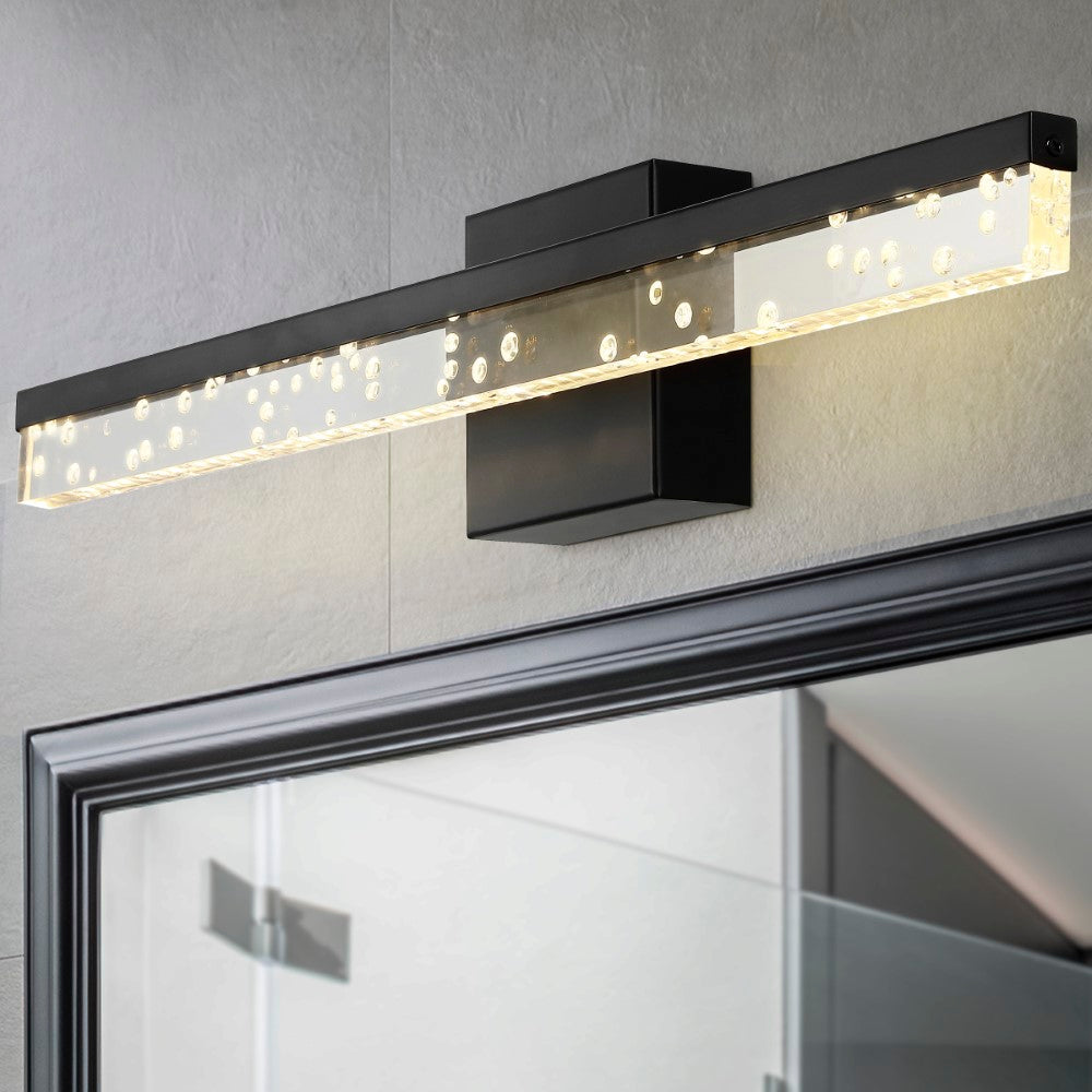 Gesto 22" Modern Contemporary 360-Degree Rotatable Iron/Seeded Acrylic Integrated LED Vanity Light