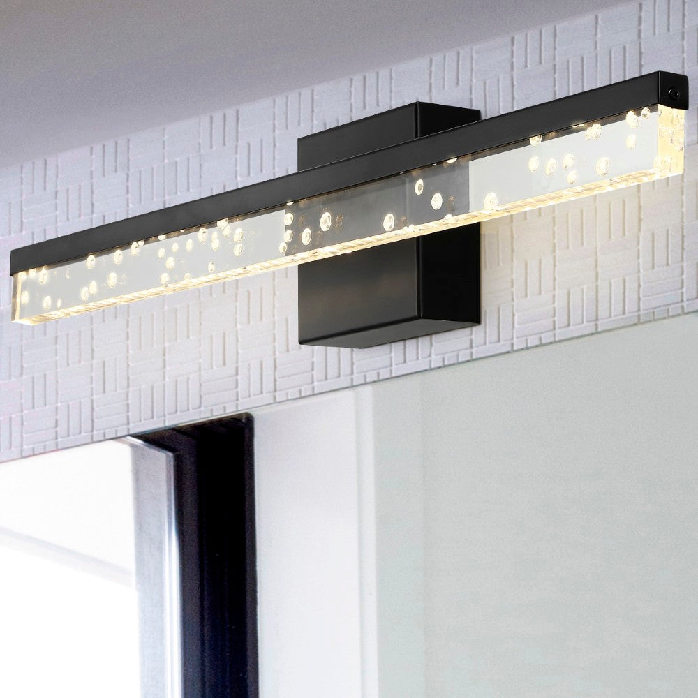 Gesto 22" Modern Contemporary 360-Degree Rotatable Iron/Seeded Acrylic Integrated LED Vanity Light