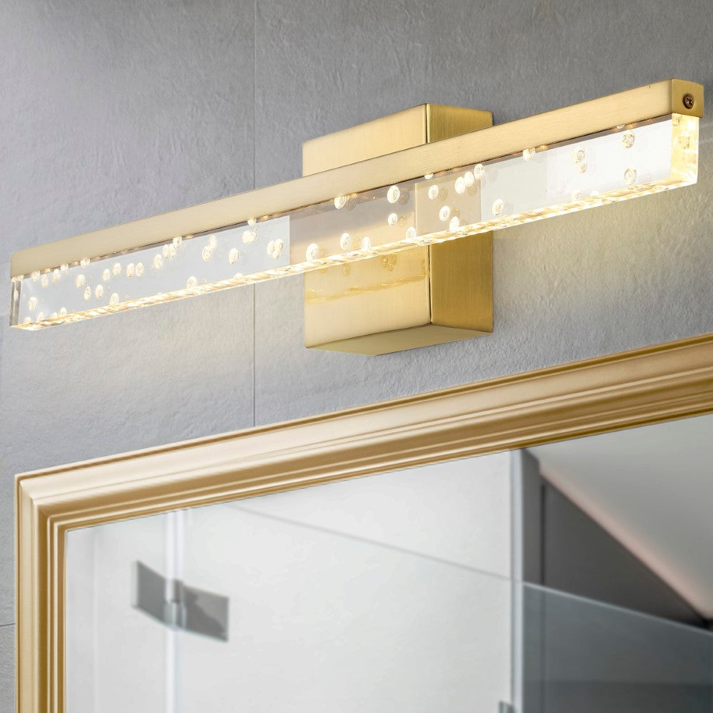 Gesto 22" Modern Contemporary 360-Degree Rotatable Iron/Seeded Acrylic Integrated LED Vanity Light