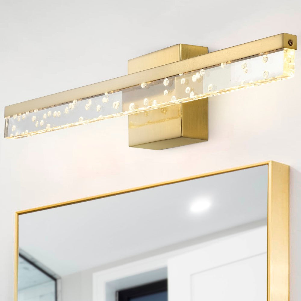 Gesto 22" Modern Contemporary 360-Degree Rotatable Iron/Seeded Acrylic Integrated LED Vanity Light