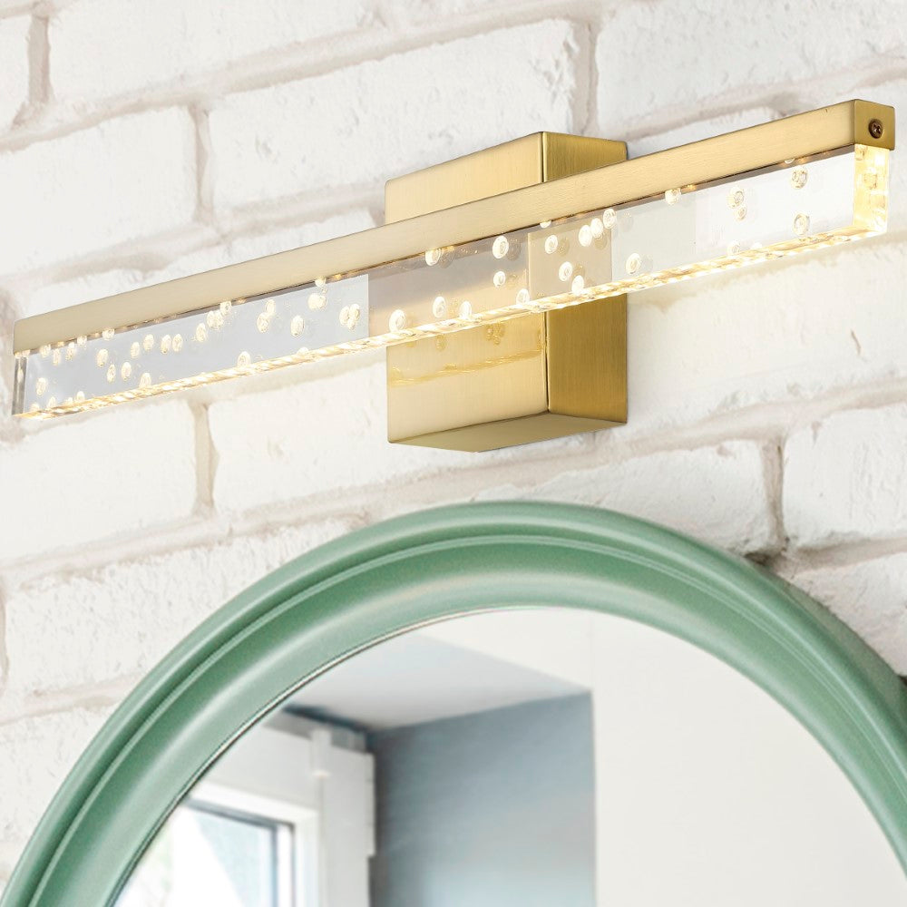 Gesto 22" Modern Contemporary 360-Degree Rotatable Iron/Seeded Acrylic Integrated LED Vanity Light