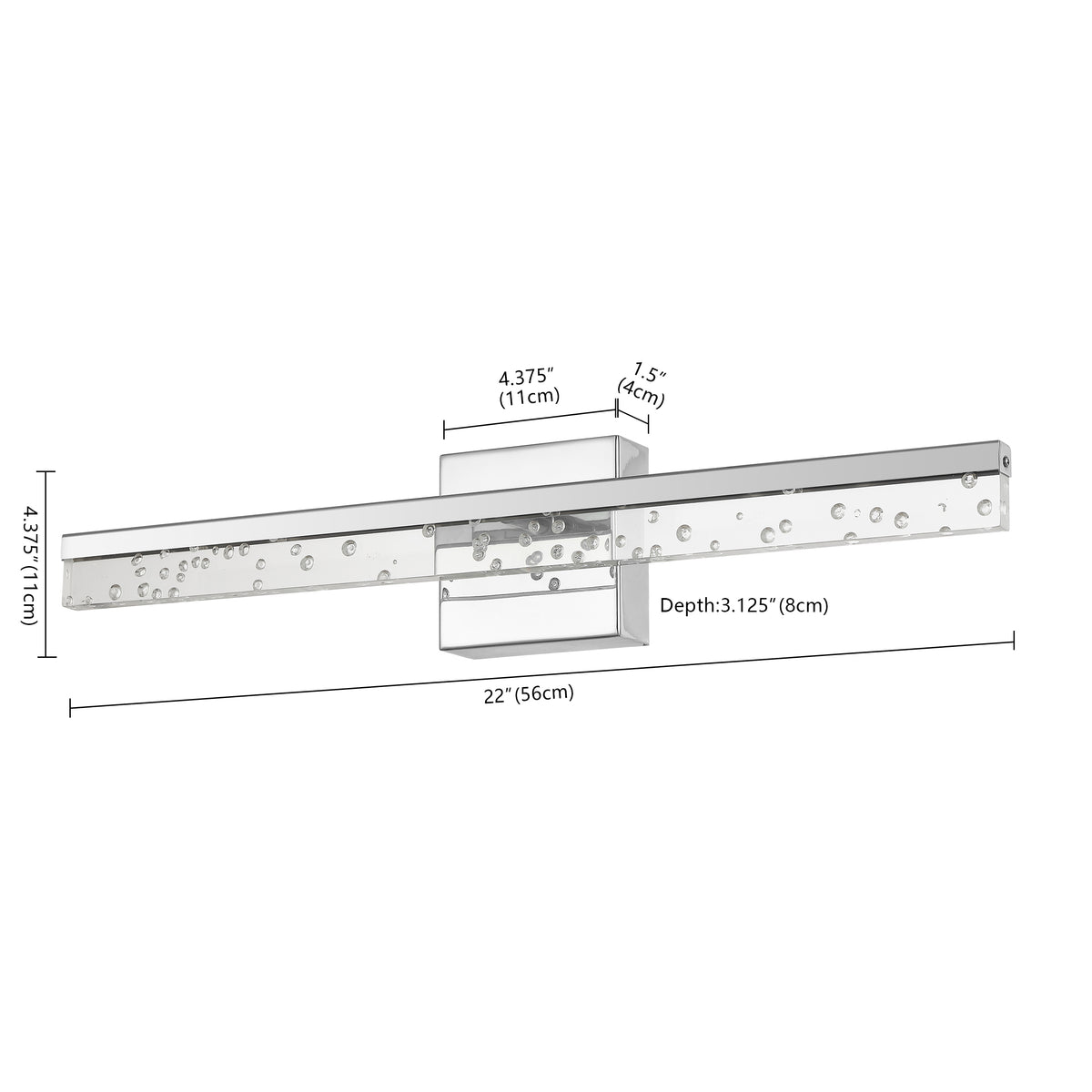 Gesto 22" Modern Contemporary 360-Degree Rotatable Iron/Seeded Acrylic Integrated LED Vanity Light