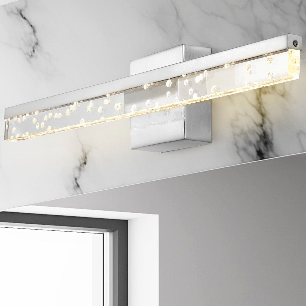 Gesto 22" Modern Contemporary 360-Degree Rotatable Iron/Seeded Acrylic Integrated LED Vanity Light