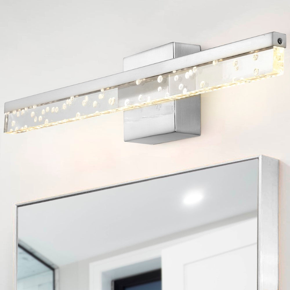 Gesto 22" Modern Contemporary 360-Degree Rotatable Iron/Seeded Acrylic Integrated LED Vanity Light