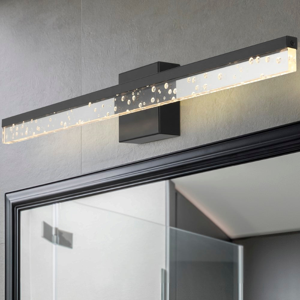 Gesto 22" Modern Contemporary 360-Degree Rotatable Iron/Seeded Acrylic Integrated LED Vanity Light