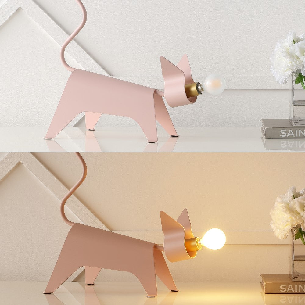 Konsep 11.75" Modern Industrial Iron Feline LED Kids' Lamp