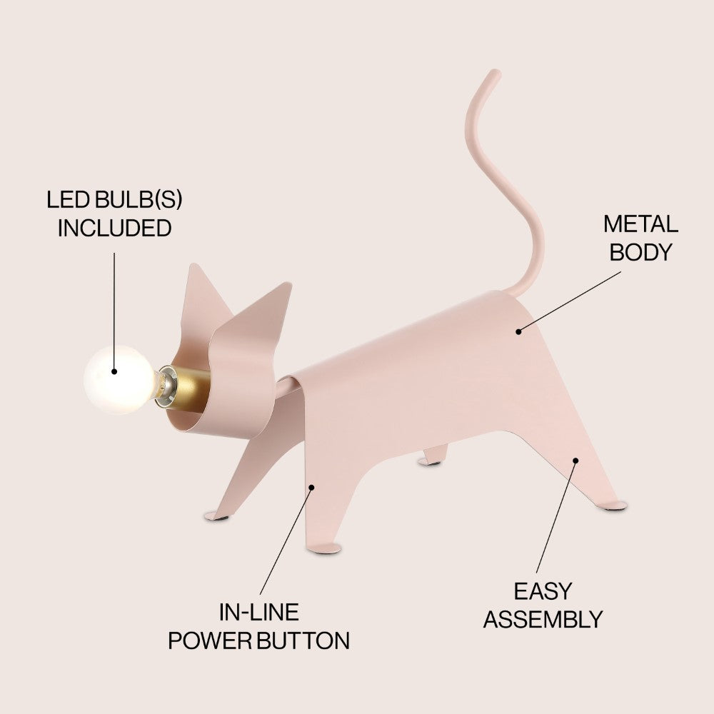 Konsep 11.75" Modern Industrial Iron Feline LED Kids' Lamp